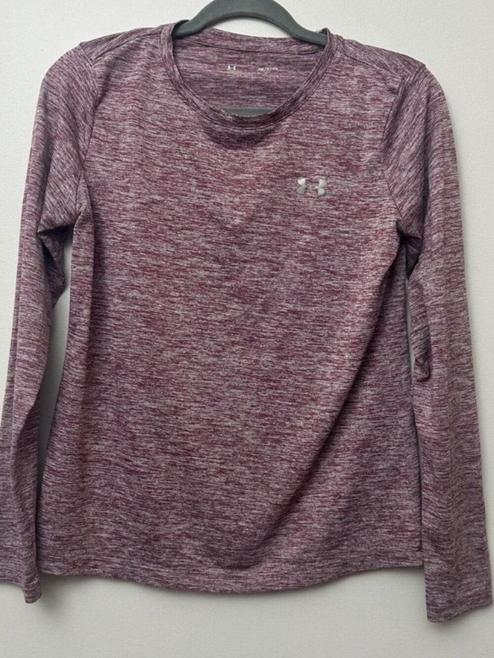 Under Armour Womens Burgundy White Heather Long Sleeve Small